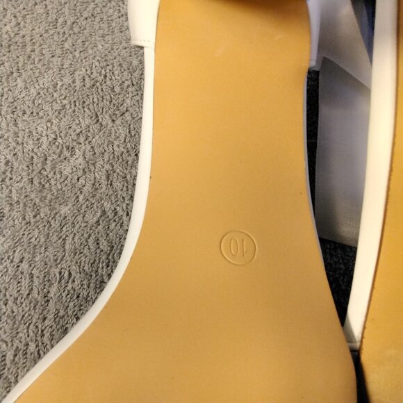 Adorose White Satin Heels Block with Pearl Ankle Straps Size 10 with Bow Bridal - Picture 13 of 14